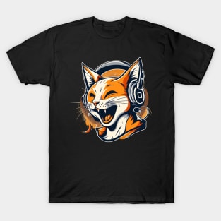 Laughing Cat - A Headset Wearing Feline T-Shirt